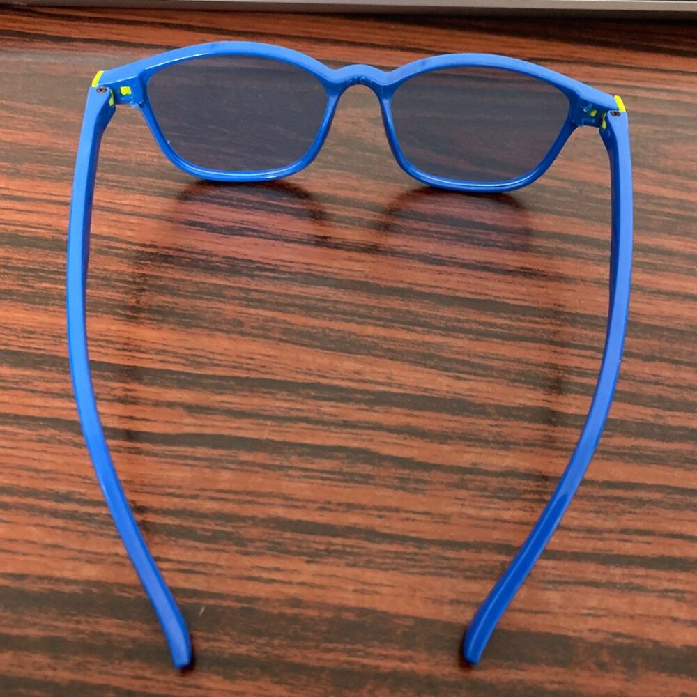 Kids' Blue Anti-Glare Eyeglasses – Durable Frame with Yellow Accents